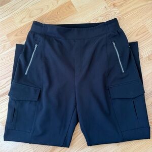 Black Athleta Cargo Jogger Pants Black Size 12P Petite Zip Pocket Utility Pants